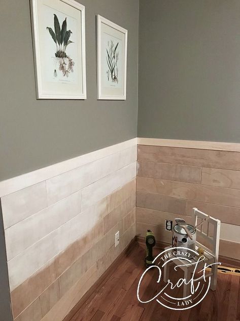 My Faux Shiplap Chair Rail and Farmhouse Dining Room Reveal - The Crazy Craft Lady Shiplap Chair Rail, Kitchen Chair Rail, Chair Rail Paint Ideas, Farmhouse Shiplap, Farm House Dining Room, Dining Room Paint, Shiplap Accent Wall, Dining Room Remodel, Faux Shiplap