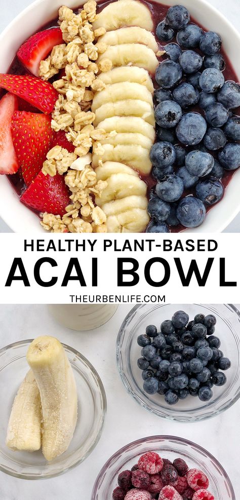 Acai Bowl Recipes Healthy, Vegan Acai Bowl, Vegan Smoothie Bowl Recipes, Acai Bowl Recipe Easy, Homemade Acai Bowl, Acai Bowl Recipe, Plant Based Smoothies, Bowl Recipes Easy, Milk Fruit