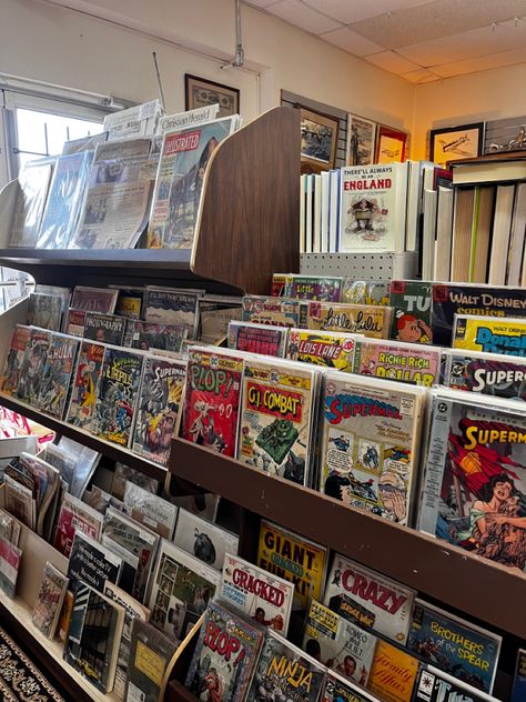 Comic Books Aesthetic, Comic Book Aesthetic, 80s Retro Aesthetic, Public Library Design, Nerd Aesthetic, Archie Comic Books, Batman Comic Books, Comic Book Collection, Book Wall Art