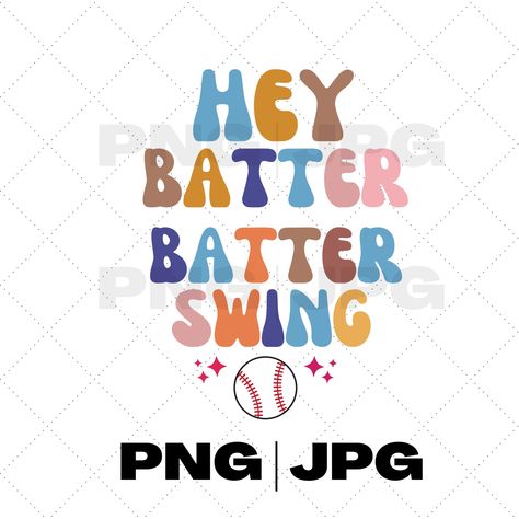 Hey Batter Batter, Baseball Sublimation, Retro Baseball, Summer Png, Digital Elements, Labels & Tags, Jpg File, Etsy Account, Zip File