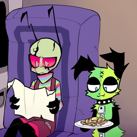 Invader Zim Comic Cover, Human Gir Invader Zim, Gir Fanart, Scene Art Style, Invader Zim Fanart, Invaders Zim, Scene Character, Scene Icons, Jhonen Vasquez