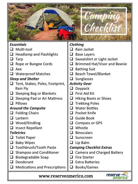 Prepare for your Memorial Day weekend camping trip with this printable packing checklist. Camping List Packing, Camping List Packing Checklist, Camping Food Packing, Camping Supply List, Camping Checklist Family, Group Camping, Weekend Camping, Weekend Camping Trip, Waterproof Matches