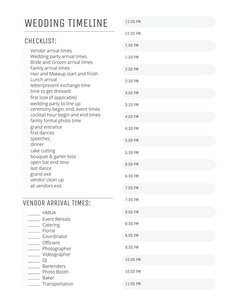 How to create the Perfect Wedding Timeline | Timeline Template & Example Wedding Coordinator Duties, Wedding Coordinator Checklist, Timeline Wedding Day, Day Schedule Template, Wedding Day Timeline Template, Wedding Agenda, Reception Timeline, Wedding Checklist Timeline, Wedding Reception Timeline