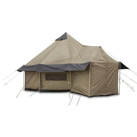 Guide Gear Base Camp Tent - 718855, Outfitter & Canvas Tents at Sportsman's Guide Base Camp Tent, Outfitter Tent, Cold Weather Tents, Canvas Wall Tent, Canvas Tents, Camp Tent, Yurt Tent, Stoves For Sale, Wall Tent