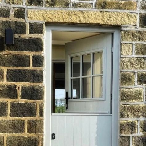 Entrance CDS on Instagram: "Great transformation by our customer @creatingspacesgroup  in Halifax!  Seen here is our Ruby 1 Maine Stable Door in Agate Grey featuring Georgian Bar which creates a real classic country aesthetic 🏡  A great replacement for this tired old PVC door with all the benefits of composite 👌  #Compositedoors #granddesigns #stabledoor #doors #homeinspo #homeimprovement" Stable Door Front Door, Decking Colours, Farm Front Door, Stable Doors, Country Aesthetic, Cottage Door, Manor Farm, Pvc Door, Stable Door