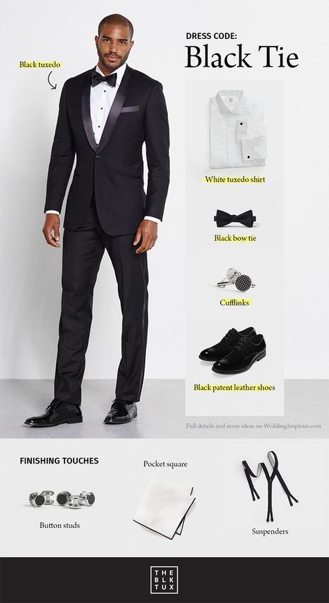 Decoding Dress Codes?  Get Smart with The Black Tux. @theblacktux, the modern style suit tuxedo rental service, decodes wedding dress code for me: Black Tie attire. Details on Wedding Inspirasi  #TheBlackTux #sponsor #tuxedo #tuxedorental #suit #suitrental #groom #groomsmen #weddingsuit #wedding #weddings #bridal #weddingideas Mens Wedding Tuxedo Ideas Black, Wedding For Men Groom Attire, Groom Suit Tuxedo, The Black Tux Rental, Tuxedo Looks Men, Black Tuxedo Outfits Men, Men’s Black Tuxedo, Men’s Black Tuxedo Wedding, Black Tie For Men Outfit