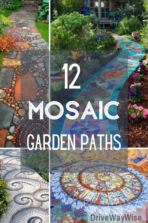 Mosaic Pathway, Mosaic Walkway, Stone Garden Paths, Outdoor Walkway, Walkways Paths, Mosaic Garden Art, Rock Garden Design, Path Design, Garden Walkway