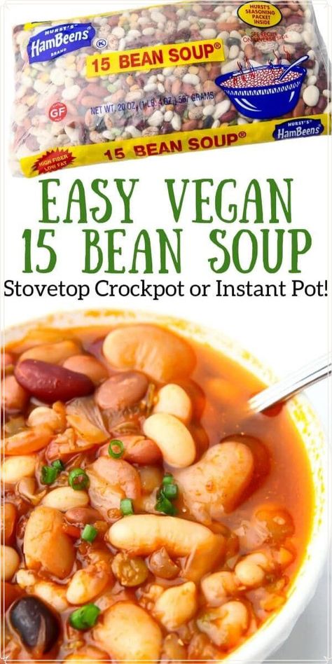 Vegetarian Bean Soup Recipes Crockpot, 3 Bean Soup Crock Pots, Meatless Bean Soup, Soups With Beans Healthy, Vegan Bean Soup Crockpot, 15 Beans In Instant Pot, 15 Bean Soup Instant Pot Vegan, Bean Soup Instant Pot Recipes, Instant Pot Soup Recipes Healthy Easy