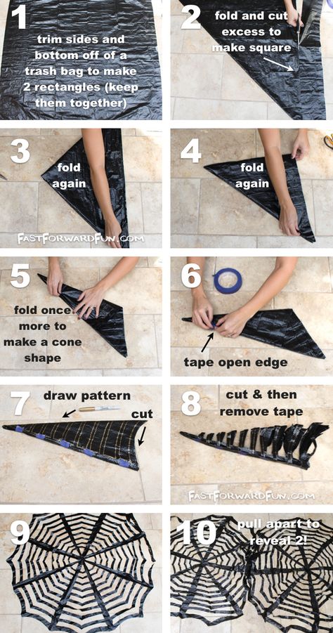 DIY Trash Bag Spiderwebs-- These look awesome in a window! So easy and cheap. (video tutorial) | Fast Forward Fun Pelottava Halloween, Wallpapers Halloween, Pfp Halloween, Diy Halloween Dekoration, Nail Halloween, Halloween Aesthetics, Dekorasi Halloween, Nail 2023, Easy Diy Halloween Decorations