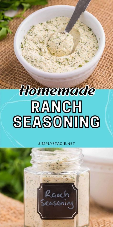 Ranch Seasoning - Save money and try this homemade dry powder mix instead of a packet of ranch seasoning. It tastes delicious in chicken, potatoes, dips, dressings and veggie recipes. Made with pantry ingredients and NO preservatives! Ranch Seasoning Mix Recipes, Homemade Ranch Dressing Mix, Ranch Seasoning Recipes, Dry Ranch Mix, Dry Buttermilk, Homemade Ranch Dip, Homemade Dry Mixes, Homemade Ranch Seasoning, Dry Ranch Seasoning