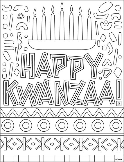 Happy Kwanzaa Coloring Page | crayola.com Inclusion Activities For Kids, Kwanzaa Coloring Pages, Kwanzaa Preschool, Kwanzaa Colors, Inclusion Activities, Kwanzaa Party, Kwanzaa Crafts, Kwanzaa Activities, First Grade Crafts