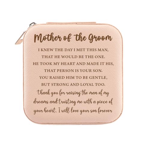 PRICES MAY VARY. Mother of Groom Wedding Gift: There's a good chance your mother of the groom have been dreaming of your wedding day. Show your gratitude for their guidance, support, and love with a heartfelt thank-you gift that rises to the occasion. Mother in Law Gift: It's a nice way to thank MIL for everything she was done for your special day—financially, emotionally or otherwise. It's also personalized presents that will make your MIL feel even more loved. High Quality Material: The outsid Groom Gifts From The Bride Wedding Day, Wedding Stuff For Groom, Mother In Law Gift Ideas Wedding, Wedding Day Gifts For Bridesmaids, Parent Gifts Wedding, Mother Of The Bride Gift Ideas, Law Jewelry, Organizers Jewelry, Mother In Law Wedding Gift