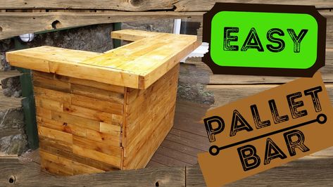 Palette Bar Diy, Palet Bar Ideas Diy Projects, Bar Pallet Ideas Easy Diy, Folding Pallet Bar, Pallet Wood Bar, Pallet Wood Bar Shelves, Tikki Bar, Pallet Bar, Easy Build