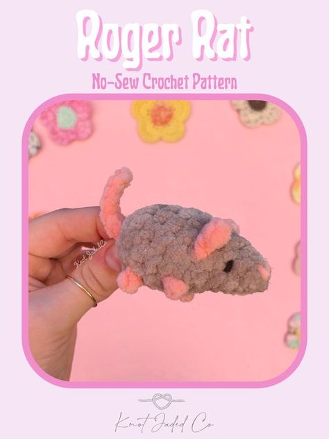 Roger Rat No-Sew CROCHET PATTERN Crochet toys patterns free amigurumi #crochettoyspatternsfreeamigurumi #crochet #crochettoy #crochetpattern #crochetpatterns 1.179 Crochet List Ideas, Quick Crochet Toys, Small No Sew Crochet Patterns, Rat Crochet Pattern Free, Cute Small Crochet Ideas, Quick Free Crochet Patterns, Quick Easy Crochet Projects, Free No Sew Crochet Patterns, Crochet No Sew Amigurumi