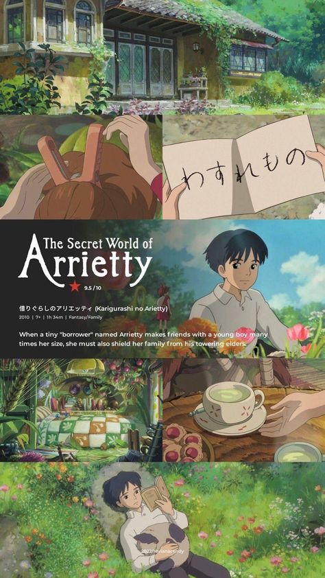 Studio Ghibli Movies List, Studio Ghibli List, Arietti Studio Ghibli, Ghibli Movies List, Studio Ghibli Summer, Anime Movies To Watch List, Studio Ghibli Arrietty, Studio Ghibli Aesthetic Wallpaper, Studio Ghibli Scenery