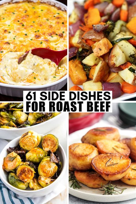 61 Best Side Dishes to Serve with Roast Beef Dinner - Frugal Mom Eh! Best Sides With Prime Rib, Roast Beef Dinner Sides, Side Dishes For Roast Beef, Side Dishes For Roast, Sides For Roast Beef, Roast Beef Side Dishes, Roast Beef Christmas Dinner, Christmas Dinner Recipes Sides, Roast Sides