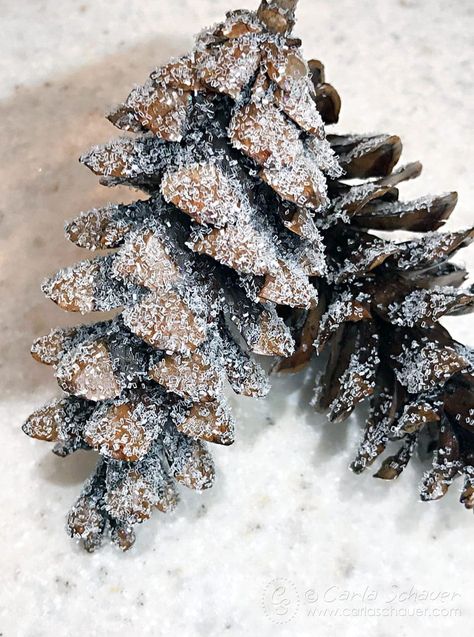 Glitter Pine Cones Diy, Pine Cone Crafts For Christmas Ornaments, Borax Pinecones, Glitter Pinecones Diy, Diy Pinecone Christmas Tree, Pinecones For Christmas, Glitter Pinecones, After Christmas Decor, Pinecone Tree