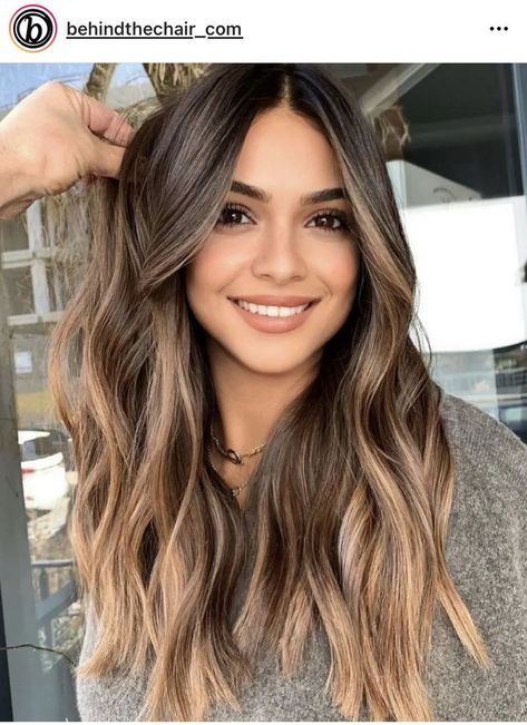 Dark Brown Hair Going Lighter, Spring Hair Color Ideas For Brunettes With Blonde, Honey Bayalage Brunette, Brunette Money Piece Balayage, Rambut Brunette, Brunette Hair With Highlights, Brunette Balayage Hair, Brown Hair Balayage, Balayage Brunette