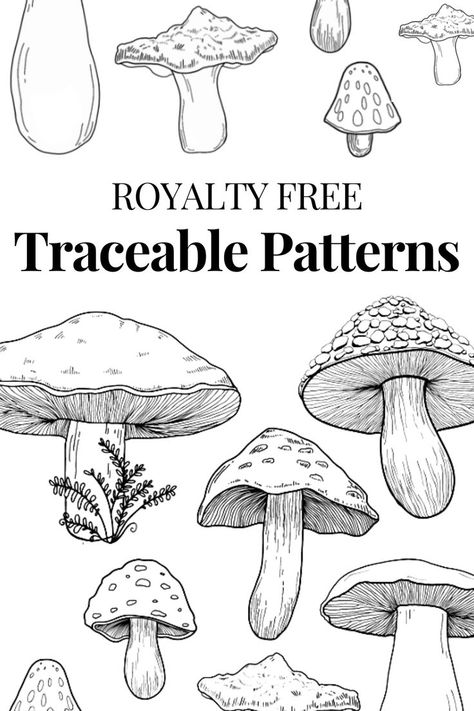 mushroom patterns for tracing and making DIY pyrography projects out of. Wood Burning Templates, Beginner Wood Burning Pattern, Easy Pencil Drawing, Beginner Wood Burning, Wood Burning Tips, Pyrography Designs, Wood Burning Patterns Stencil, Wood Burning Stencils, Wood Burning Techniques