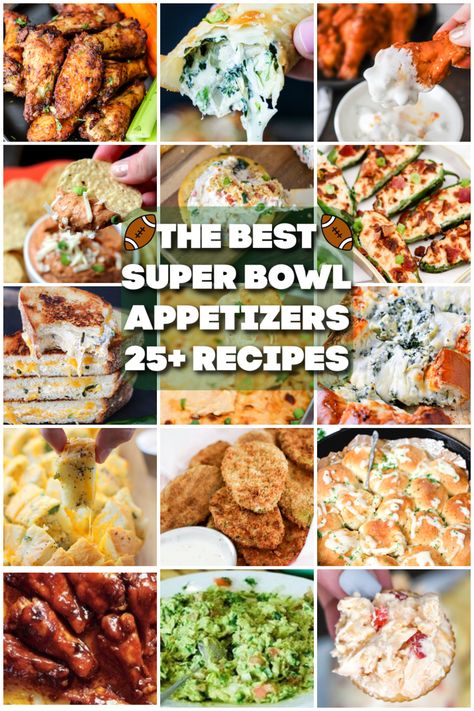 Over 25 Super Bowl Appetizer options for game day! Delicious dips, munchies, and snacks, there is something for everyone! Superbowl Dips, Super Bowl Party Food Recipes, Super Bowl Appetizers, Superbowl Food Appetizers, Super Bowl Food Easy, Best Superbowl Food, Super Bowl Party Food, Easy Super Bowl, Football Party Foods