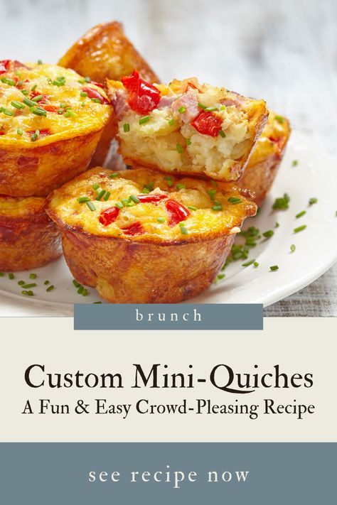 Mini quiches are perfect for breakfast or brunch and are simple to make. You don't need to use traditional pastry crusts - just grab a muffin tin and you can whip up delicious mini quiches that everyone in your family will love. Whether you want to add a few slices of bacon or a variety of vegetables, the possibilities are endless with mini quiches in a muffin tin - perfect for a special meal or just a simple snack. Mini Quiche Recipes Crustless, Muffin Pan Quiche Recipes, Quiche Muffin Recipes, Quiche In Muffin Tins, Mini Quiches In Muffin Tin, Potato Dinners, Beginner Homesteading, Quiche Mini, Quiche Bites