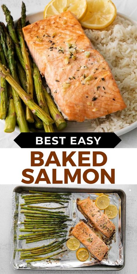 Salmon Asparagus Foil, Best Baked Salmon, Simple Baked Salmon, Baked Salmon And Asparagus, Salmon Recipes Oven, Asparagus Recipes Oven, Oven Salmon, Oven Roasted Salmon, Baked Salmon Recipe