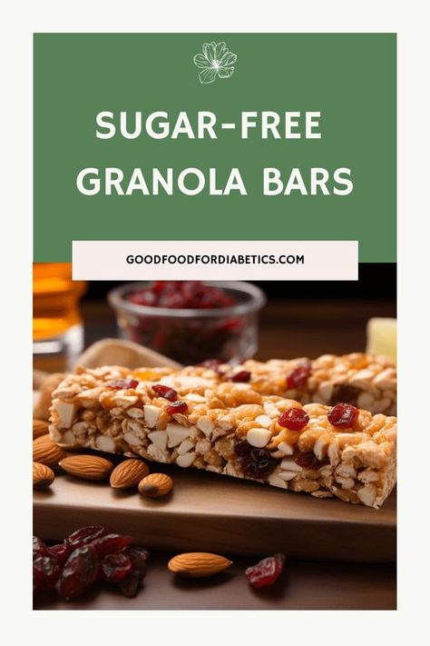 Sugar-Free Granola Bars: Enjoy a healthy, on-the-go snack that fits well within a diabetic diet, offering a low glycemic index treat. Healthy Granola Bars Homemade No Sugar, Low Carb Snacks For Diabetics, Good Food For Diabetics, Low Sugar Granola Bars, Sugar Free Granola Bars, Sugar Free Protein Bars, Hypoglycemic Diet, Food For Diabetics, Snacks For Diabetics