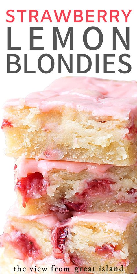 Tastemade Dessert, Strawberry Lemon Blondies, Easy Strawberry Dessert, Lemon Blondies, Easy Strawberry Desserts, Recipe Strawberry, Lemon Dessert, Quick Dessert Recipes, Strawberry Dessert Recipes