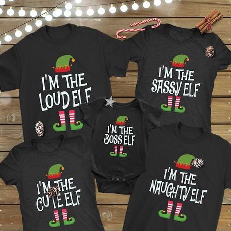 Family Matching Christmas Elf Pajama Shirts Christmas Shirts Vinyl, Christmas Outfit Ideas For Family, Pajamas Summer, Christmas Pj, Christmas Jammies, Matching Christmas Shirts, Matching Christmas Pajamas, Christmas T Shirt Design, Summer Christmas