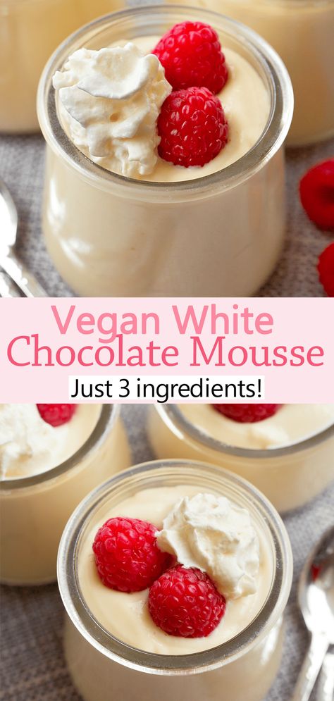 White Chocolate Mousse Recipe, Lactose Free Desserts, Dairy Free White Chocolate, 3 Ingredient Recipe, Chocolate Covered Katie, Mousse Chocolate, Vegan White Chocolate, Lactose Free Recipes, Chilled Desserts