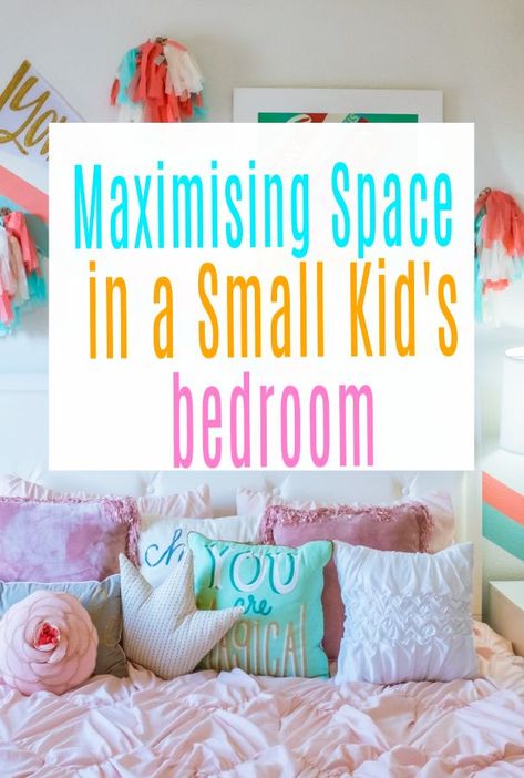 How to decorate and maximise space in a small kid's bedroom and make it look amazing and much bigger  #childsbedroom #kidsbedroom #bedroom  #childrensbedroom 8 Year Okd Girls Bedroom, Little Room Girls Small Spaces, Girl Bedroom Ideas For Small Rooms, Kids Bedroom Layout Floor Plans, Small Girls Bedroom Layout, Small Bedroom Kids Storage, Small Bedroom Ideas For Toddler Girl, Kids Small Bedroom Organization, Small Room Toddler Girl