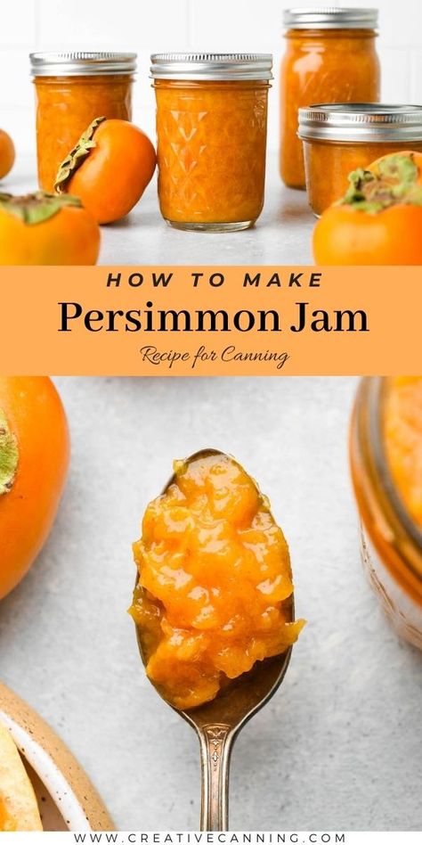 Recipes Using Persimmons, Jelly Preserves Jam Recipes, Pinecone Jam Recipe, Can Fruit Recipes, Lemon Jam Recipe Canning, Persimmon Sauce, Calamondin Recipes, What To Make With Persimmons, Pickled Peaches Canning