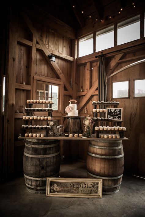 what a creative display for all of those yummy cupcakes!  Photography: Trinity Wheeler Photography - www.trinitywheelerphotography.com  Read More: http://www.stylemepretty.com/california-weddings/2014/03/29/rustic-romance-at-hammersky-vineyards/ Rustic Romance, Wine Barrels, Rustic Fall Wedding, Wedding Cake Rustic, Country Theme, Rustic Barn Wedding, Rustic Country Wedding, Western Wedding, Wedding Cupcakes