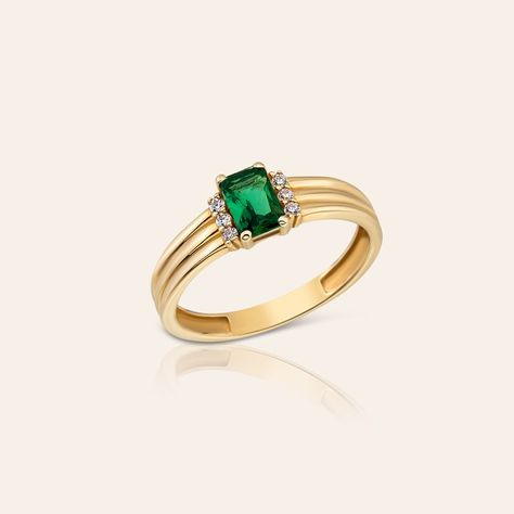 14K Solid Gold Emerald Ring, 14K Gold Emerald Ring Women, Delicate Green Gemstone Ring, Dainty May Birthstone Ring Real Gold - Etsy Canada Gold Emerald Ring, May Birthstone Rings, Green Gemstone Ring, Emerald Ring Gold, Engraved Initials, Rings Jewelry Fashion, May Birthstone, Ring Dainty, Ring Women