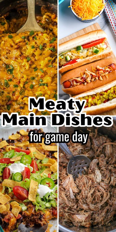 Put down those lackluster bags of chips and step up your Super Bowl game with 25 Meaty Mains that'll make your football party absolutely legendary. These protein-packed powerhouses are the MVPs of any game day spread. These recipes are not just about feeding your Super Bowl guests; they're about celebrating the flavors that make game day epic! With these meaty mains on your menu, you're about to score some serious points with your hungry huddle. Easy Football Meals, Main Dish For Football Party, Football Sunday Meal, Game Day Meal Ideas, Football Game Meal Ideas, Football Main Dish, Recipes For Game Day, Gameday Lunch Ideas, Dinner Ideas For Football Sunday