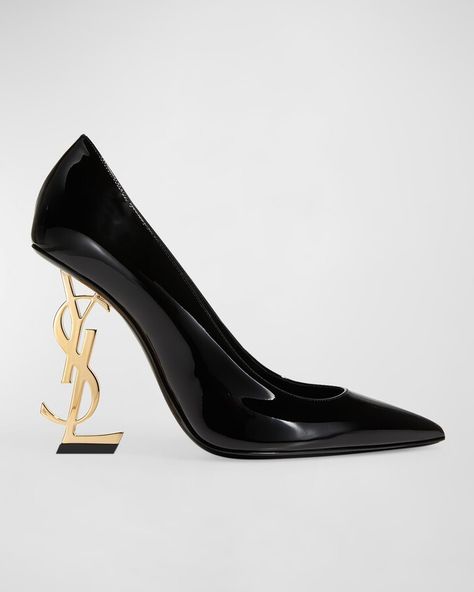 110mm Opyum Patent YSL-Heel Pumps Hak Tinggi, Ysl Heels, Ysl Shoes, Patent Heels, Black Pumps Heels, Fancy Shoes, Saint Laurent Shoes, Womens Shoes High Heels, Patent Leather Pumps