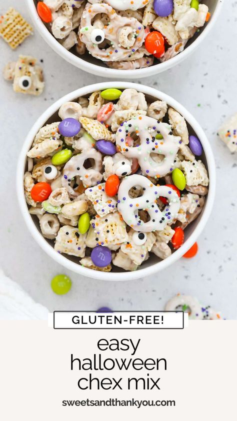 Halloween Snacks Gluten Free, Fall Chex Mix Recipe, Gluten Free Halloween Snacks, Gluten Free Halloween Desserts, Fall Snack Mix Recipes, Fall Chex Mix Recipes, Halloween Chex Mix Recipes, Gluten Free Snack Mix, Chex Mix Ingredients