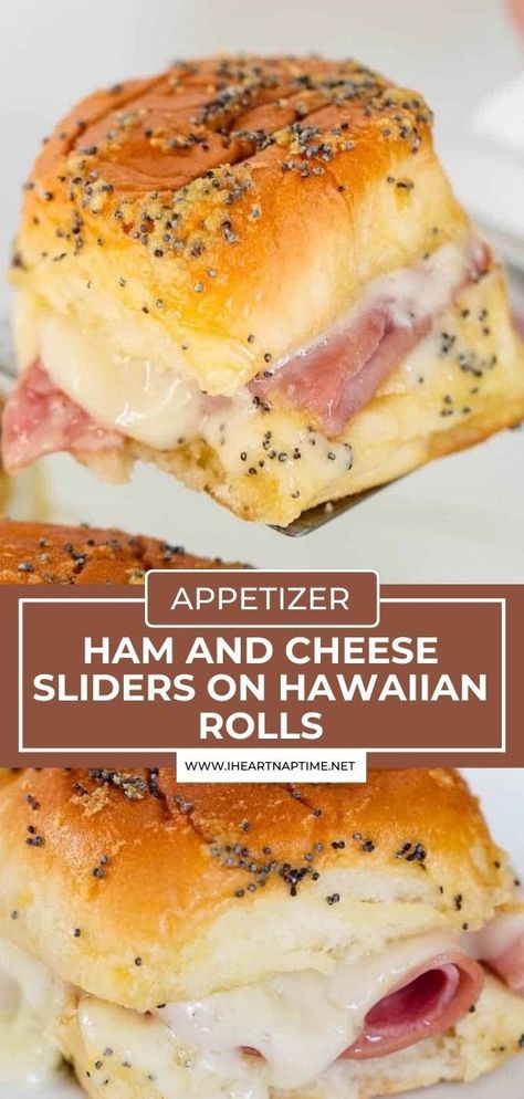 Recipes Sliders, Ham And Cheese Sliders Hawaiian, Sliders On Hawaiian Rolls, Sliders Recipes Hawaiian Rolls, Easy Slider Recipes, Sliders Recipes, Easy Slider, Ham Cheese Sliders, Hot Sandwiches