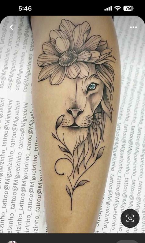 Calf Tattoos For Women, Lion Art Tattoo, Lion Tattoo Sleeves, Lion Head Tattoos, Leo Tattoos, Lion Tattoo Design, Forearm Tattoo Women, Leg Tattoos Women, Arm Sleeve Tattoos