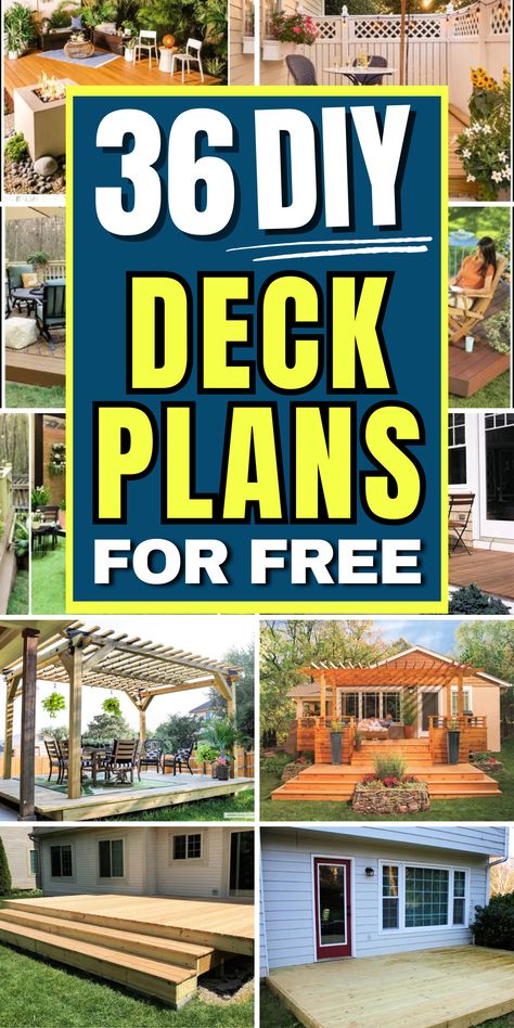 36 Budget-Friendly DIY Deck Plans You Can Try Tiny House Porch Decks, Diy Backyard Deck Ideas, Diy Deck Ideas On A Budget, Backyard Deck Ideas On A Budget, Small Deck Designs, Floating Deck Plans, Back Deck Designs, Wood Deck Plans, Free Deck Plans