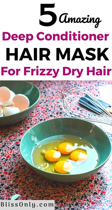 Diy Deep Conditioning Hair Mask, Deep Conditioning Diy, Homemade Deep Conditioner, Best Diy Hair Mask, Hair Masks For Dry Damaged Hair, Damaged Hair Diy, Deep Hair Conditioner, Diy Hair Mask Damaged, Hair Mask Recipe