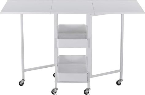 Amazon.com: Simply Tidy Kensington White Table Rolling Cart and Extendable Panels Multi-Functional Storage Cart for Home, Office, and Kitchen - 1 Pack : Office Products Rolling Table, Table With Wheels, Craft Cart, Art And Craft Supplies, Welding Table, Rolling Cart, Caster Wheels, Storage Cart, Drawer Unit