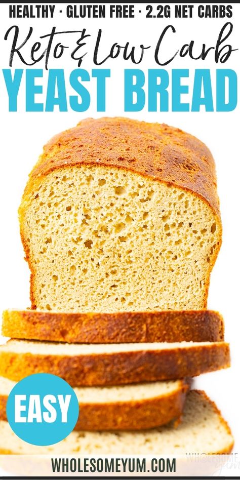 Keto Yeast Bread Recipe Easy Keto Bread Recipe, Keto Bread Recipe, Best Keto Bread, Low Carb Low Fat Recipes, Lowest Carb Bread Recipe, Baking Powder Uses, Yeast Bread Recipes, Keto Pancakes, Low Carb Low Sugar