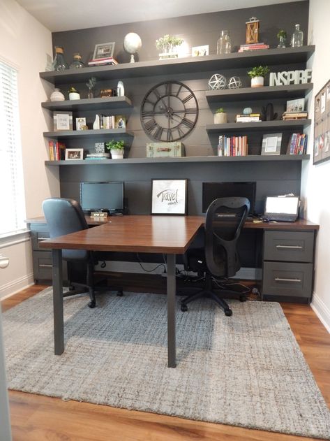 The Office: T-Shaped Desk T Shaped Desk, Brown Room, Office Remodel, Office Makeover, Small Home Office, Espresso Brown, Modern Home Office, Design Industrial, Home Office Space