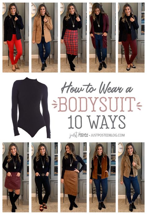 How to Wear One Black Bodysuit 10 Ways – Just Posted Black Bodysuit Outfit Winter, Bodysuit Outfit Winter, How To Wear A Bodysuit, Black Bodysuit Outfit, Bodysuit Outfit, Fashion Capsule Wardrobe, Winter Capsule Wardrobe, Body Suit Outfits, Utila