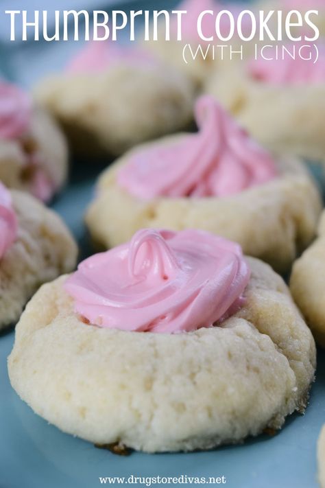 Cookies With Icing Recipe, Iced Thumbprint Cookies, Cookie Icing That Hardens, Thumbprint Cookies With Icing, Best Thumbprint Cookies, Tea Cookies Recipe, Thumbprint Cookies Easy, Cookies With Icing, Christmas Baking Cookies