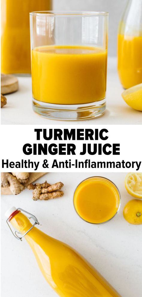 Turmeric Recipes Drinks, Jamu Juice, Herbal Drink, Turmeric Drink, Juice Healthy, Turmeric And Ginger, Turmeric Juice, Anti Inflammation Recipes, Ginger Drink