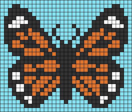 Butterfly Pixel Art 32x32, Small Butterfly Pixel Art, Alpha Patterns Butterfly, Butterfly Grid Pattern, Pixel Art Butterfly, Butterfly Pixel Art, Pixel Butterfly, Simple Pixel Art Patterns, Butterflies Wings