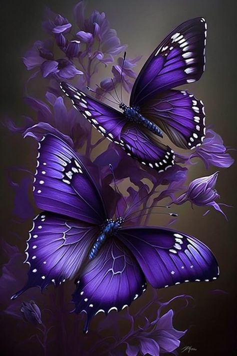 Amazon.com: RMSGOZO Purple Butterfly Diamond Painting Kits Flower Animal Diamond Painting - Full Round Diamond Crystal Art Kits for Adult Beginners, for Wall Decor & Florist Decor (12 X 16 Inch) Purple Butterfly Wallpaper, Beautiful Butterfly Pictures, Purple Flowers Wallpaper, Butterfly Art Painting, Butterfly Wallpaper Backgrounds, Beautiful Butterflies Art, Butterfly Pictures, Gems Art, Diamond Painting Kits