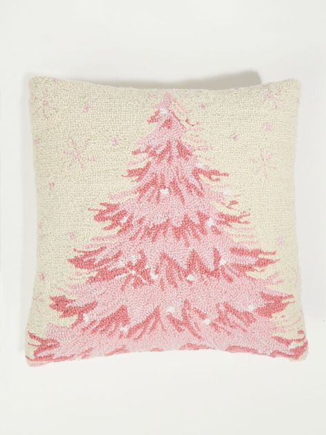 Christmas Tree Pillow | Altar'd State Pink Christmas Bedding, Pink Christmas Pillows, Pink Christmas Decorations Bedroom, Christmas Bedroom Pink, Pink Christmas Room Decor, Preppy Christmas Decor, Pink Christmas Bedroom, A Pink Christmas, Christmas Tree Pillow